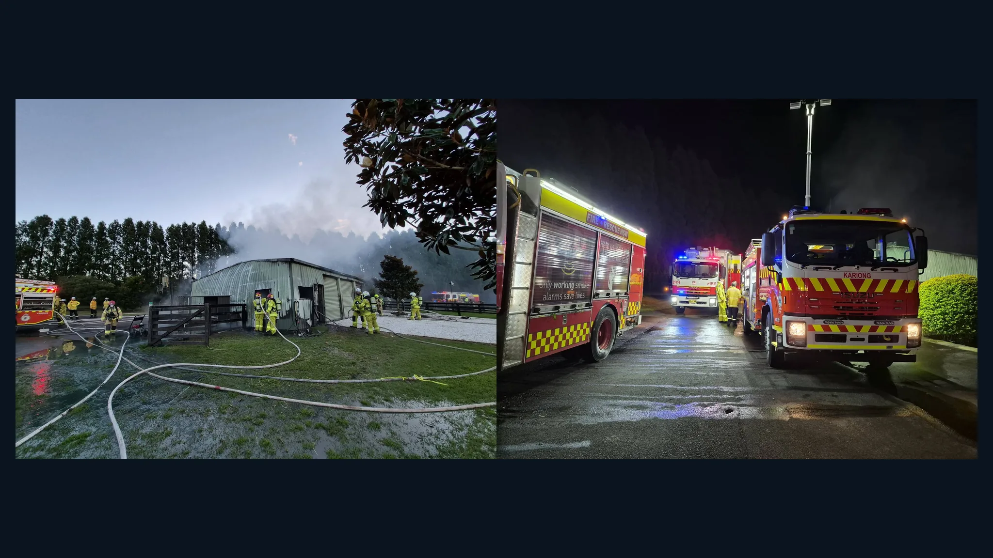 Firefighters force entry through locked gate to tackle Somersby structure fire