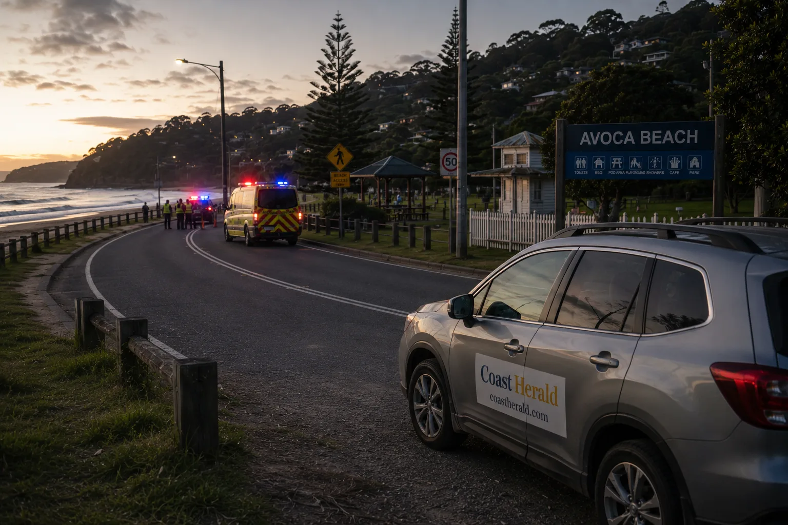 Young male flown to hospital after being dragged along Avoca Beach roadway