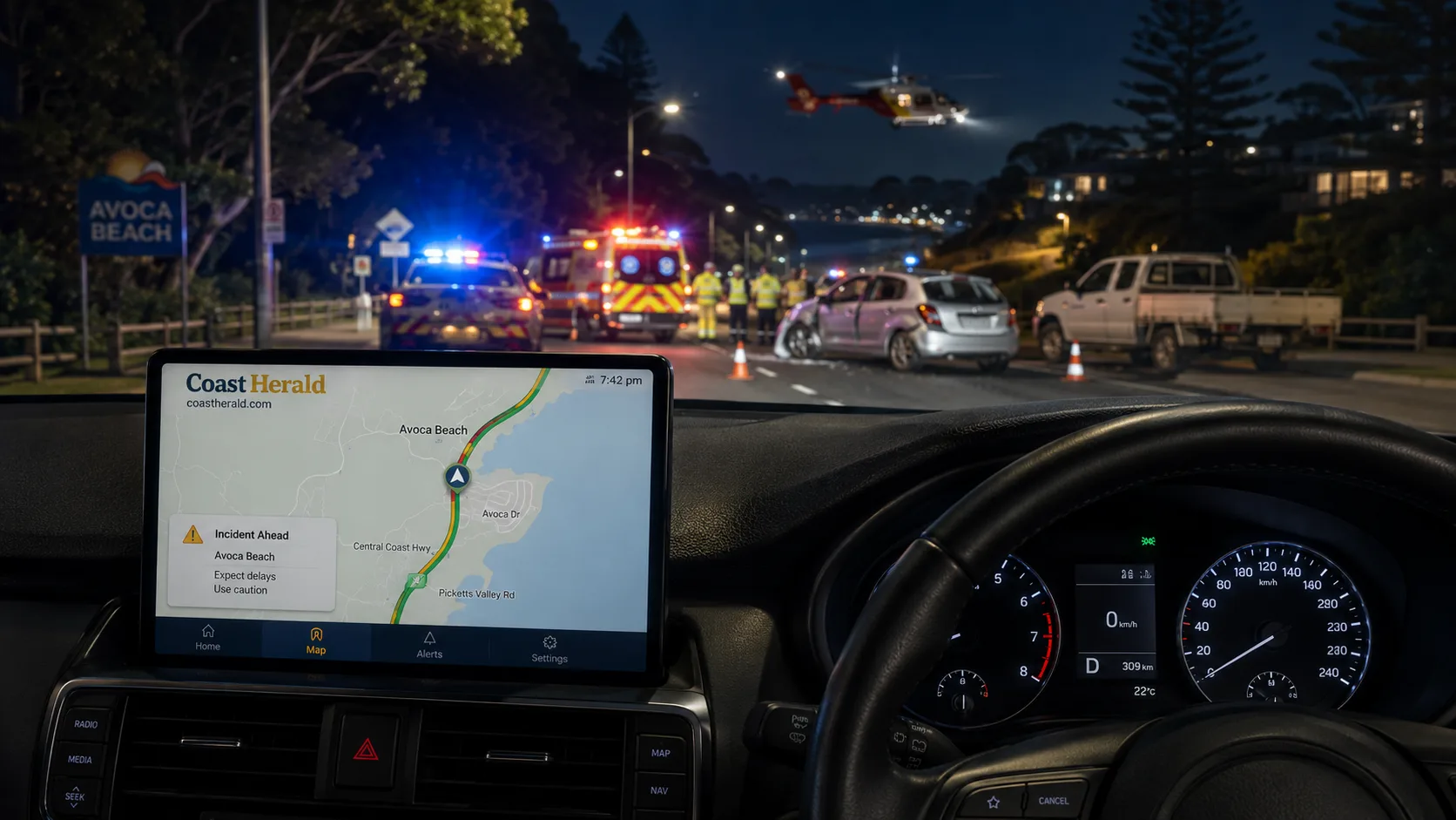 Teen airlifted after alleged road rage crash at Avoca Beach