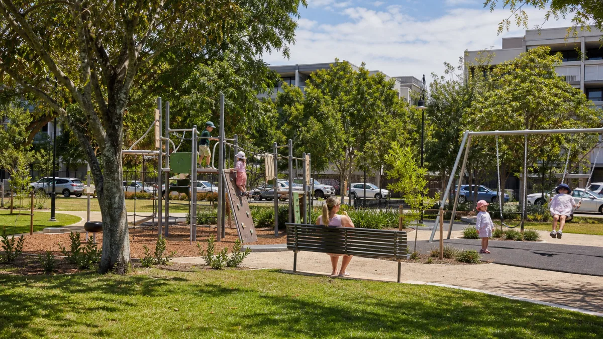 Small family park and playground in Wyong town centre