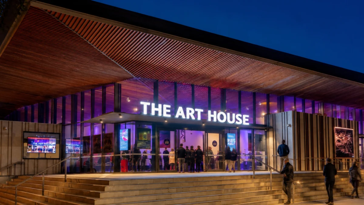 The Art House Wyong entrance illuminated before an evening performance